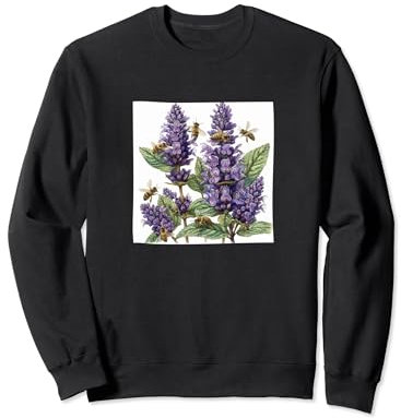 Anise Hyssop Flower Blooming With Bees Around Graphic Sweatshirt