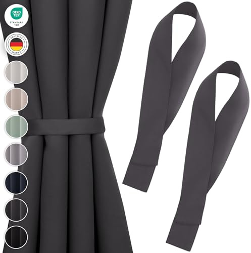 Blumtal Lot de 2 Embrasse pour Rideaux - Embrasse Rideau pour Rideau occultant - Attache Rideau pour Rideau Cuisine et Rideaux Salon - Embrasses à Rideaux occultant - Embrasse Rideaux en Anthracite