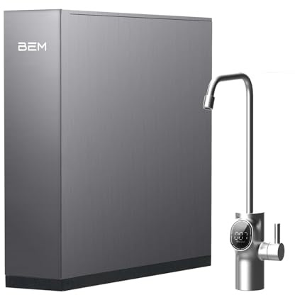BEM Orion Ultra Slim Tankloser Wasserfilter, Umkehrosmoseanlage | mit Intelligentem LED-Wasserhahn, 5-Stufiges Wasser-Filtersystem Direct-Flow Untertisch Leitungswasser Filter