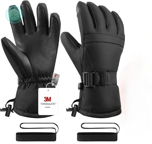 Pnosnesy Ski Gloves,Snow Gloves,Waterproof Cold Weather Winter Gloves for Parent Boys Girls- Cycling, Driving, Running