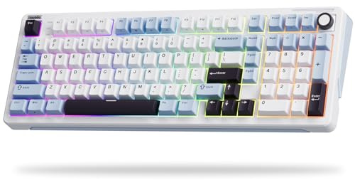 iLovBee B98 Clavier crémeux avec pavé numérique, clavier de jeu mécanique sans fil avec bouton, Bluetooth/2,4 GHz/USB-C RVB, claviers personnalisés pour Windows/Mac, taille complète, commutateurs