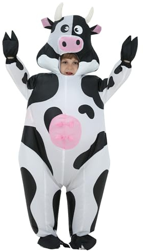 JOYBRO Inflatable Cow Costume for Kids, Funny Cow Suit, Full Body Animal Costumes, Air Blow Up Costumes for Boys and Girls, Ideal for Halloween, Christmas, Cosplay, Themed Parties, One Size 80–120 cm