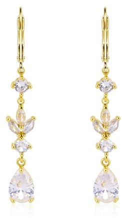 ALEXCRAFT Ohrringe Gold Hängend Lang Damen Ohrringe Silber 925 Zirkonia Leverback Dangling Earrings Mit Anhänger Hängeohrringe Gold Für Frauen Glitzer Boho Strass