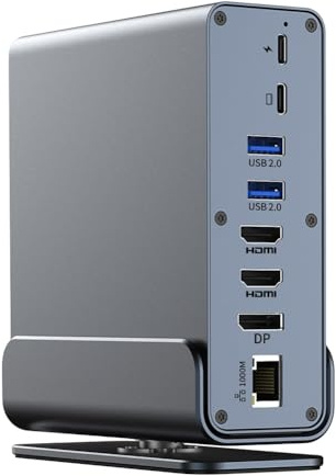 Orolotay Estación de acoplamiento USB-C 15 en 1 4K HD Hub vertical con triple monitor, RJ45 1000M, USB 3.0/2.0, PD 3.0, SD/TF para PC y portátil