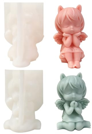 3D Engel Silikon Kerzenform, 2 Stück Engel Baby Silikon Form, Kerzen Silikonform, 3D Giessform Kerzenformen, Handgemachte Schokoladenform Seifenform für Kerzen zum Selbermachen