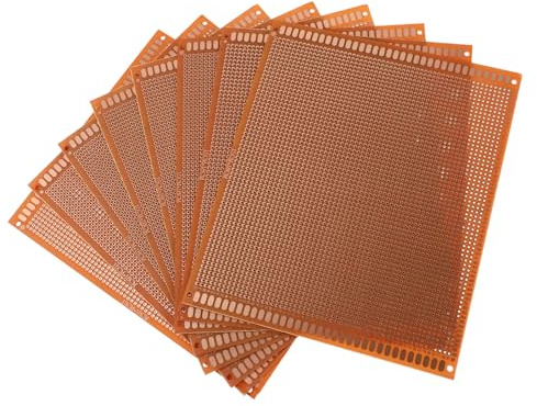 Kisangel Lot De 8 Cartes De Circuit Imprimé Bakélite 15x18 Cm pour Prototypage Électronique Accessoires De Projet DIY Adapté Aux Expérimentations Électriques Couleur Brun Clair