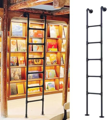 Robusta scala da parete per soppalco, capacità 150 kg, doppia scaletta in metallo per letti a castello, dormitori, camper e biblioteche, altezza 109,2 cm