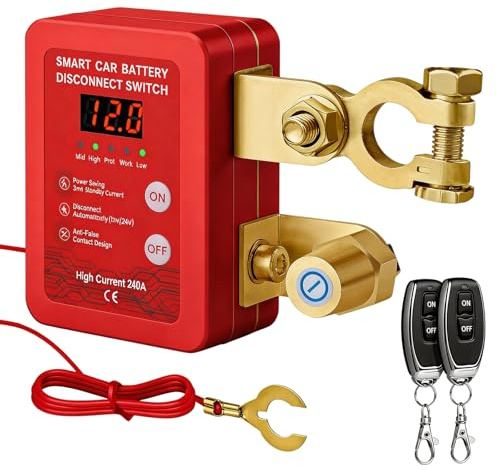 Trådlös fjärrstyrd bil-avbrytar, 12 V, 240 A, bilbatteri, avbrytare med LED-display, batteri-avbrytare, automatisk stängning, trådlös strömbrytare