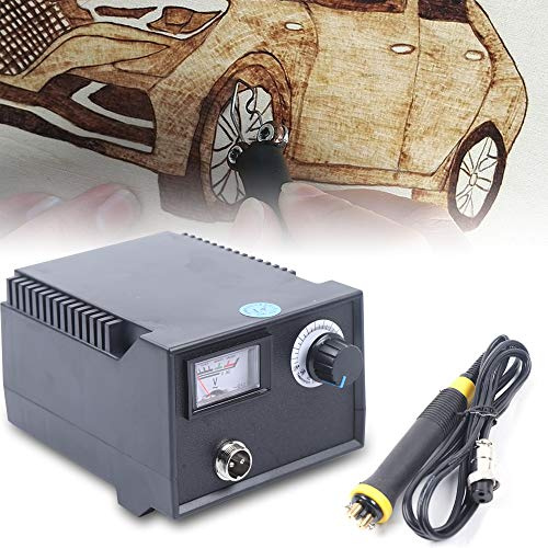 Pirografia, macchina per pirografia, 60 W, 220 V, con temperatura regolabile, stazione pirografica con 23 punte di combustione, per legno, pelle, sughero, zucca e artigianato fai da te
