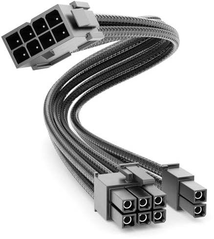deleyCON 6+2 Pin PCI Express GPU Strom Kabel Verlängerung 30cm - Schwarz | Kurzes 30cm, Grafikkarte, 18 AWG PSU PC Computer Netzteil, Nylon Stromkabel, Stromversorgung, Stecker <> Buchse