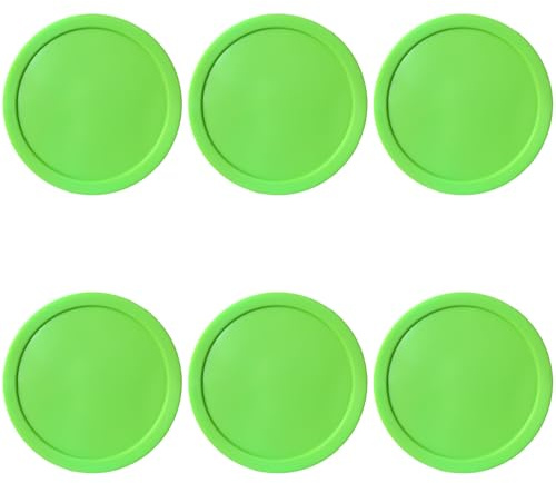 PONDON Air Hockey Pucks 6 st set, 9,5 cm, ljusgrön, ersättningspucker i standardstorlek med slät yta och rundad kant, robust för spelbord