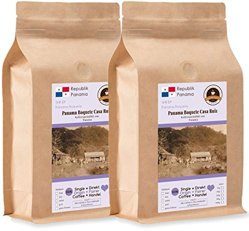 Kaffee Globetrotter - Kaffee Mit Herz - Panama Boquete Casa Ruiz - 2 x 1000 g Ganze Bohne - für Kaffee-Vollautomat, Kaffeemühle - Röstkaffee Fair Gehandelt | Nachfüllpack Sparpack