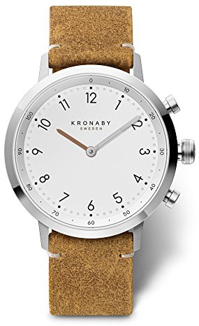 KRONABY Uhr Smart Herren Hybrid aus Edelstahl und Leder Braun | Analog-Smartwatch, Wasserdicht 10 ATM S3128/1, Musiksteuerung, Schrittzähler, Anrufbenachrichtigung und -ablehnung, Nord