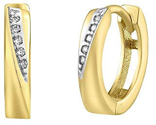 SILVEGO QRG548 Damen-Ohrringe Gelbgold 585/1000 Creolen mit klaren Zirkonia, Gelbgold, Zirkonia