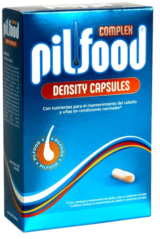 Pilfood Density Vitaminas para el Cabello - Tratamiento Anticaída de Pelo con Biotina, Zinc y Vitaminas Esenciales para Cabello fuerte y sano. Sin gluten - Eficacia testada (180 Cápsulas)