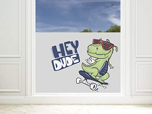 GRAZDesign Fensterfolie Kinderzimmer für Jungen, Sichtschutzfolie Glasfolie mit Motiv Cooler Skater / 80x57cm
