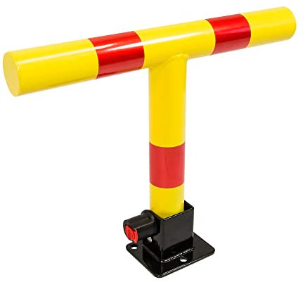 SCHMIDT security tools Parkbarriere klappbar Parkplatzsperre T-Form Schloss Auto Parkplatz-Schranke Parkpfosten Sperrbügel reflektierend