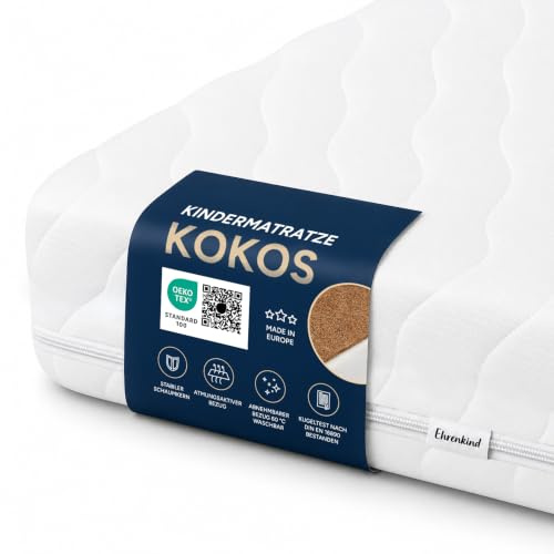 Ehrenkind® Kindermatratze Kokos | Baby Matratze 80x200 Standard 100 by Oeko-TEX | Babymatratze 80x200 mit hochwertigem Schaum, Kokosplatte und Hygienebezug