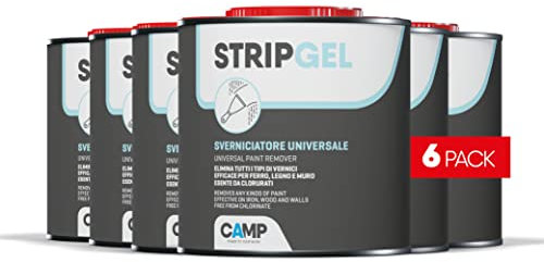 Camp STRIP GEL, Sverniciatore professionale in gel per legno, ferro e muro, Elimina vernici, impregnanti e fondi 6x750ml