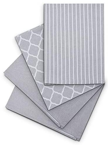 homeburg 4er Set Geschirrtücher grau, 100% Baumwolle, 50 x 70 cm, 230g/m², Made In EU, Oeko-TEX Standard 100, 4 hochwertige Geschirrhandtücher