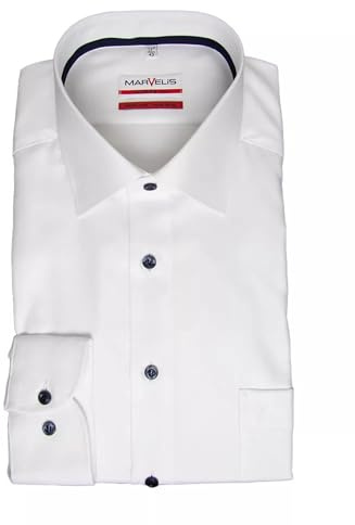 Marvelis Modern Fit Shirt Long Sleeve New Kent Collar Fine Twill White, White 00, 44