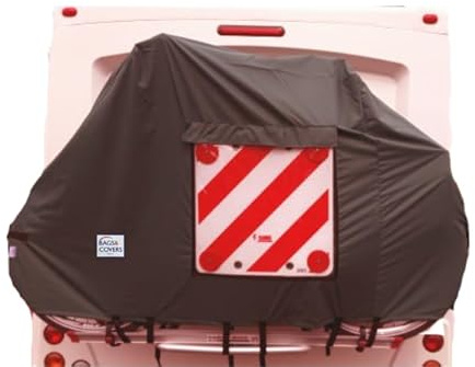 Motorhome/Caravan 2 Bike Cover LARGE (For Rear Vehicle Wall Mounted Bike Racks) (Grey With Clear Pocket)