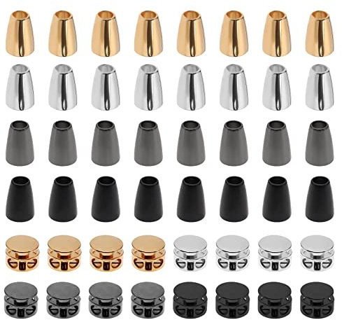 Create idea 48 Stück Verschlusskappen Kordelenden-Set, Legierung, Endstück, Kordelverschluss, Kordelstopper, Befestigung für Jogginghosen, Hoodies, Taschen, Jacken, mehrfarbig, Einheitsgröße