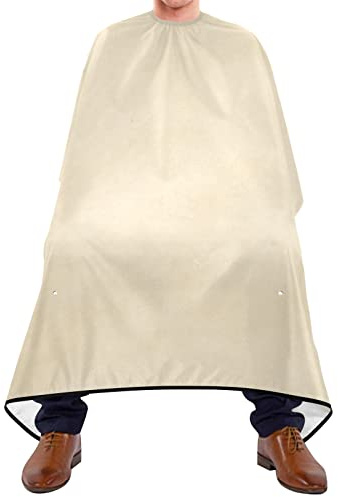Salon Cape Beige Cream Space Cutting Gowns Easy Clean Beard Bib Adjustable Elastic Closure Hair Cutting Gown For Adults Salon Haircut 140X170Cm