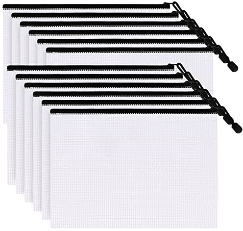 12 Stück A3-Dokumentenmappen,Kunststoff-Mesh-Reißverschlusstaschen, transparent, A3-Dokumentenmappe, Dokumentenmappe