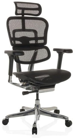 hjh OFFICE Bürostuhl ergonomisch ERGOHUMAN GEN2 Originales Design, 24h Einsatz Bürosessel mit Flexibler Lordosenstütze, Netz Schwarz
