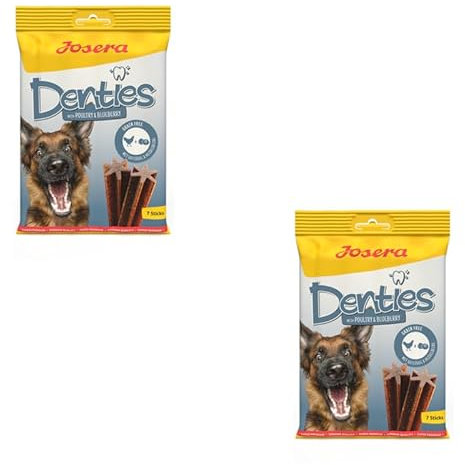 Josera Denties with Poultry & Blueberry | Doppelpack | 2 x 180 g | Zahnpflegekaustangen für Hunde | Mit schmackhaftem Geflügel | Zur Unterstützung der täglichen Zahnreinigung