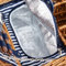 Two Lids Wicker Picnic Basket Set For 4 With High Handles/Insulated Cooler Compartment/Drink Section/Cutlery Set/Plates