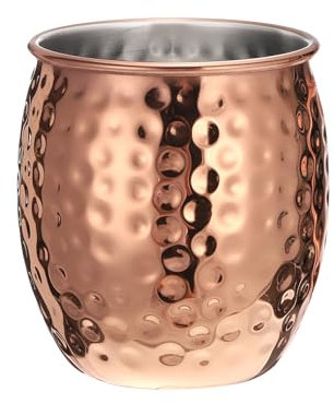 sourcing map Kupferbecher 500ml/18 OZ, gehämmerte Cocktailbecher, 1 Stück reines Kupfer beschichteter Edelstahl-Schnapsglas, Cocktail-Trinkbecher für Party und Geschenk, Roségold