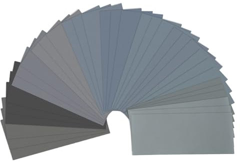 Profi Schleifpapier Set, Körnung 80-3000, 48 Stück, Nass und Trocken, Geeignet für Autos, Stein, Farbe, Metall - Schleifpapier Holz, Schleifpapier Fein,Nassschleifpapier, Sandpapier Set