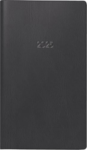 BRUNNEN Taschenkalender Modell 755 (2025), 2 Seiten = 1 Woche, A6 quer, 144 Seiten, Kunststoff-Einband, schwarz