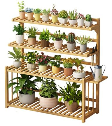 Bambus-PflanzenstäNder, Mehrschichtiger HäNgeblumenstäNder, Sukkulenten-BlumentopfstäNder, Leiterregal, Bonsai-StäNder, Wohnzimmer-Aufbewahrungsregal für Terrasse, Garten, Balkon,A-80*30*100cm