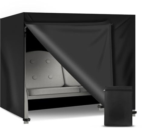 Funda para columpio de jardín de 3 a 4 plazas, impermeable, resistente al viento, resistente al invierno, resistente a los rayos UV, resistente, resistente a desgarros, tejido Oxford para columpio de
