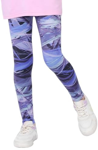 FILOWA Leggings Mädchen Hohe Taille Sportleggings, 6-13 Jahre, Gr.116-164 | Elastisch Sporthose Lang, Marmor-Print, Kinder Gymnastikhose, Weich Turnhose, Teenager Yoga Hosen, Fitness Sport Activewear