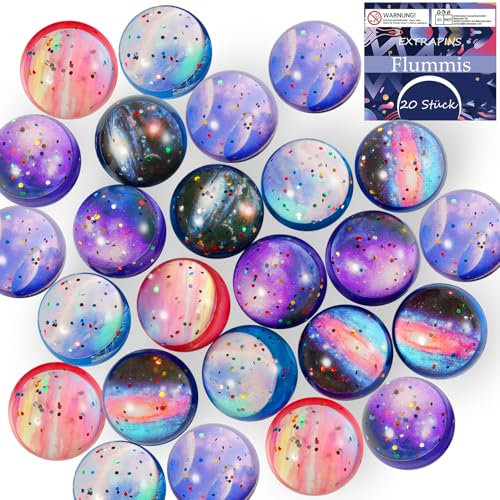 EXTRAPINS 20 Stück Flummies für Kinder,32 mm Flummi Planeten,Weltraumthema Flummis Springball,Kinder Flummis für Partygeschenke,Flummis als Kindergeburtstag Gastgeschenke für Kinder