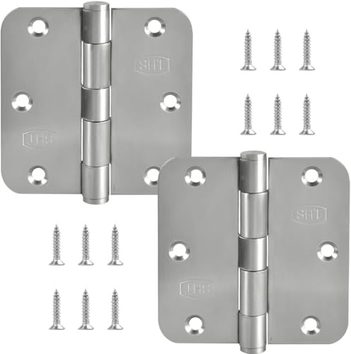 ALSTEN TECH geflochtene Scharniere Set von 2 Stück 90x90mm aus Edelstahl | Gebürstet SUS 304 rostfrei Klappbar Abgerundet Türscharnier, für Holztüren Möbel Schränke Gartentüren Toren Montageschrauben