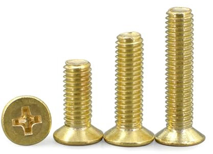 EQEQE Rändelschrauben, Rändelschraube, M2 M2,5 M3 M4 M5 M6 Kreuzschlitz-Flachkopfschraube aus Messing, metrisches Gewinde, Kupfer-Kreuzsenkschraube(M6,35mm (10pcs))