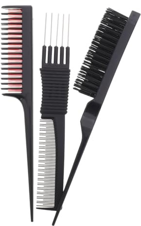 WOONEKY Set 3 Pettini Per Chioma Donna e Uomo, Pettine a Denti Larghi e Pettine Da Barba in Plastica Resistente, Styling Versatile Per Uso Quotidiano e Professionale