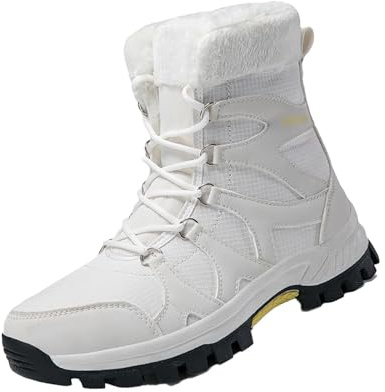 Botas de invierno para hombre, de piel, impermeables, con forro polar, botas de lana, suela antideslizante, botas de esquí, cómodas botas de nieve, botas térmicas con cordones, adecuadas para el