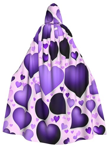 Cape à capuche en forme de cœur violet tendance avec capuche pour Halloween, costume de jeu de rôle pour femmes et hommes