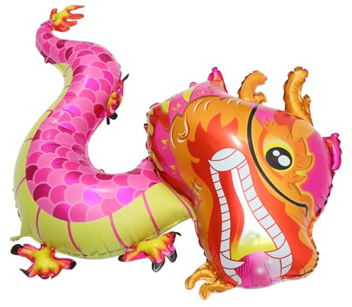 LRXIYODE 5 St Kinesisk Drake Folieballong Drakens År Ballongfest Stjärntecken Drakeballong Nya Siffror Årsballonger LED Uppblåsbar Drake Dekoration Vacker Drakeballong Drakar Rosa