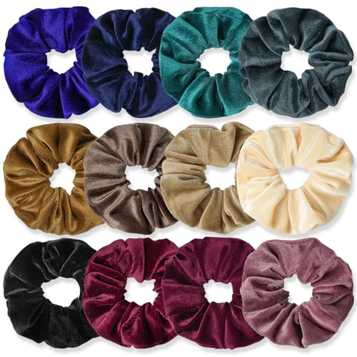 HOTUT Elastici per Capelli in Morbido Velluto,12 Pezzi Set Elastici Capelli per Donne Ragazze,Scrunchy Cravatte Capelli Corde Scrunchie per Donne Ragazze