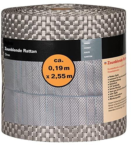 NOOR Strisce frangivista in PVC, 0,19 x 2,55 m, in Rattan, cromate, Pannelli per recinzioni a Doppia Asta, frangivista per Giardini