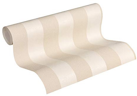 A.S. Création Livingwalls Vliestapete Diamonds Tapete mit Blockstreifen 10,05 m x 0,53 m beige creme metallic Made in Germany 372713 37271-3