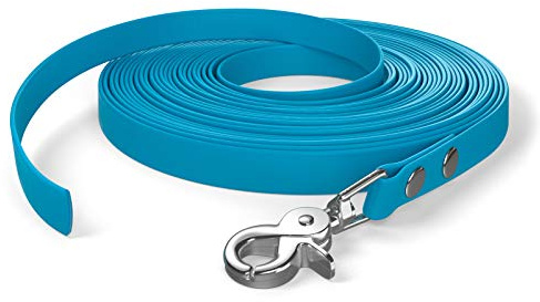 5m Schleppleine, Hundeleine, 1 Karabiner, Cyan-Blau, sehr stabil, schmutz- und wasserabweisend