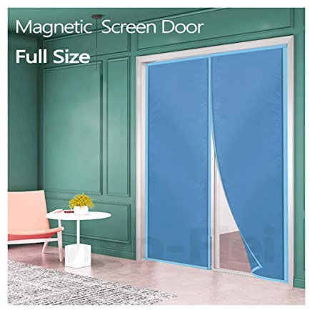 Flei Vorhang insektenschutz Magnet 120x240cm, Wärmeschutzvorhang Magnet Türvorhang, Auto Schließen, magnetische Adsorption, Geräuschisolierung Wasserdicht Winddicht, für Türen/Patio - Blau